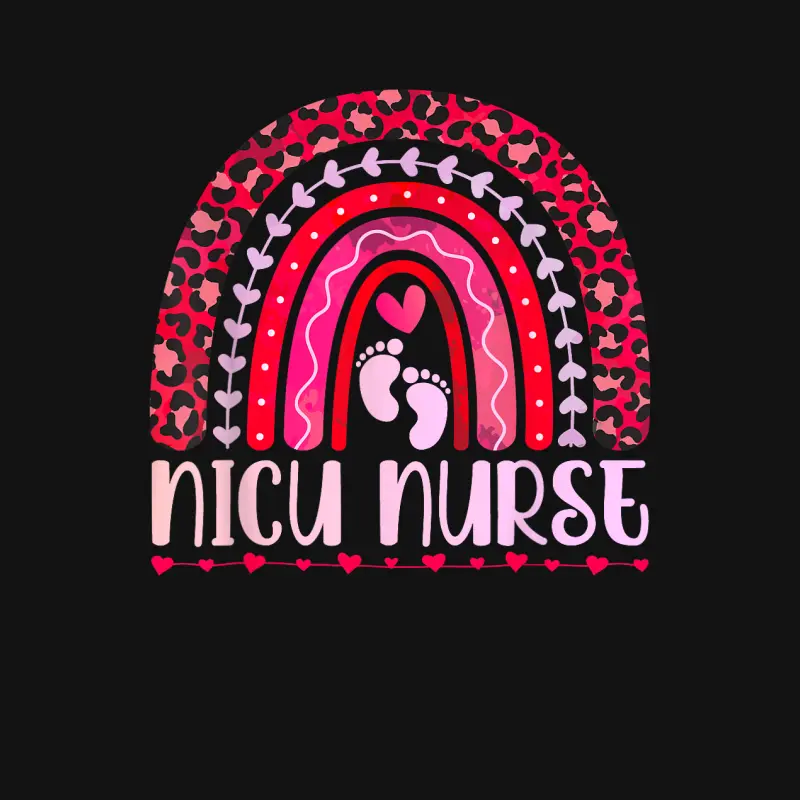 Womens Nurse Leopard Rainbow - Nicu Nurse Valentines Day Youth Staple T-Shirt
