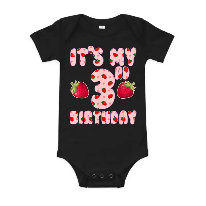 Kids 3 Year Old Strawberry Birthday Girl Sweet Fruit 3Rd Baby Onesie