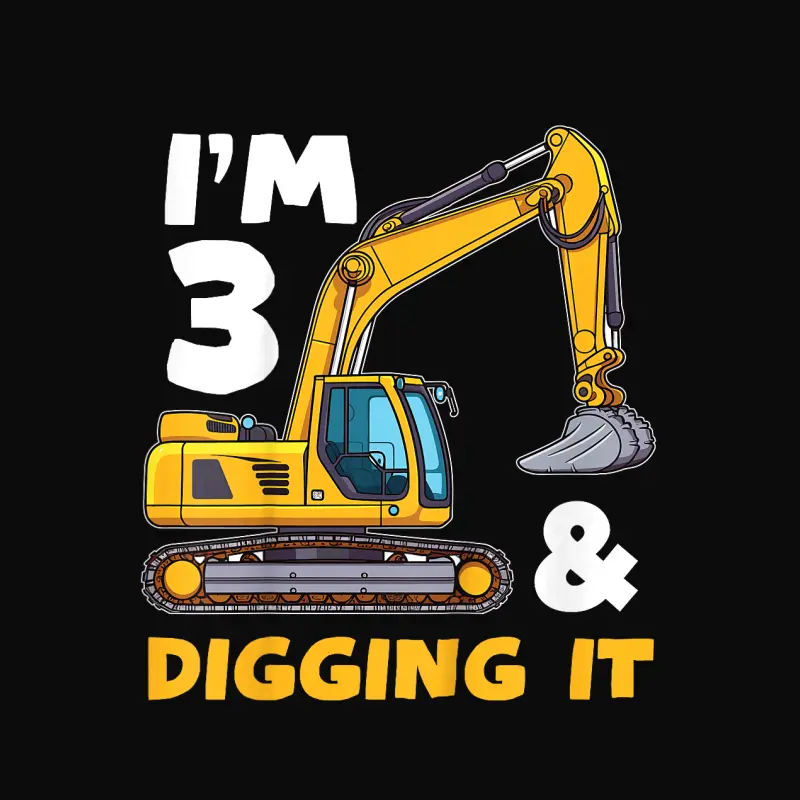 Kids Construction Truck 3Rd Birthday Boy Excavator Bday Unisex Staple T-Shirt