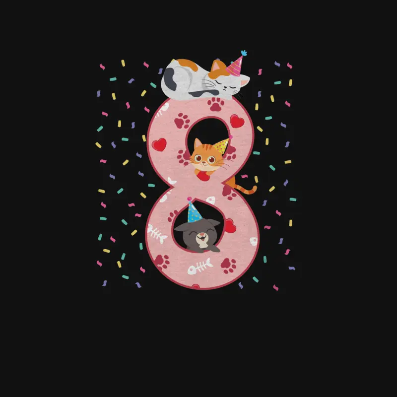8Th Birthday Girl Cute Cat Outfit 8 Years Old Bday Party Baby Onesie