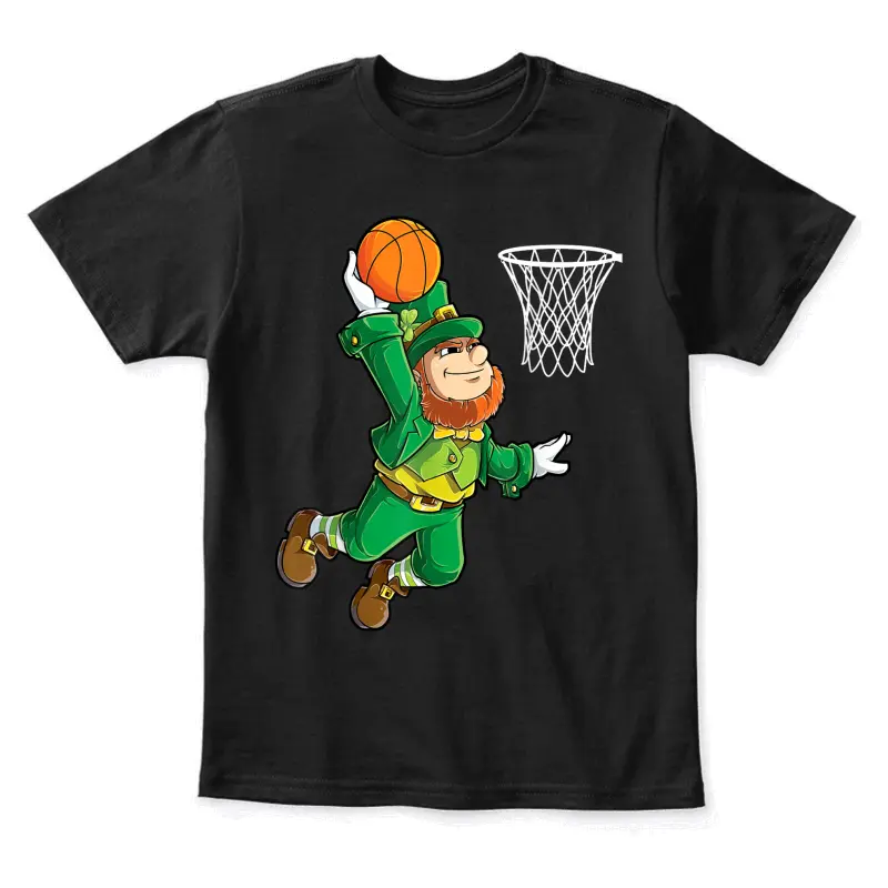 Leprechaun Basketball Dunk St Patricks Day Boys Men Sports Youth Staple T-Shirt