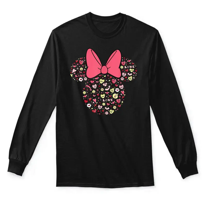 Disney Minnie Mouse Head Filled With Love Valentine’s Day Unisex Long Sleeve T-Shirt