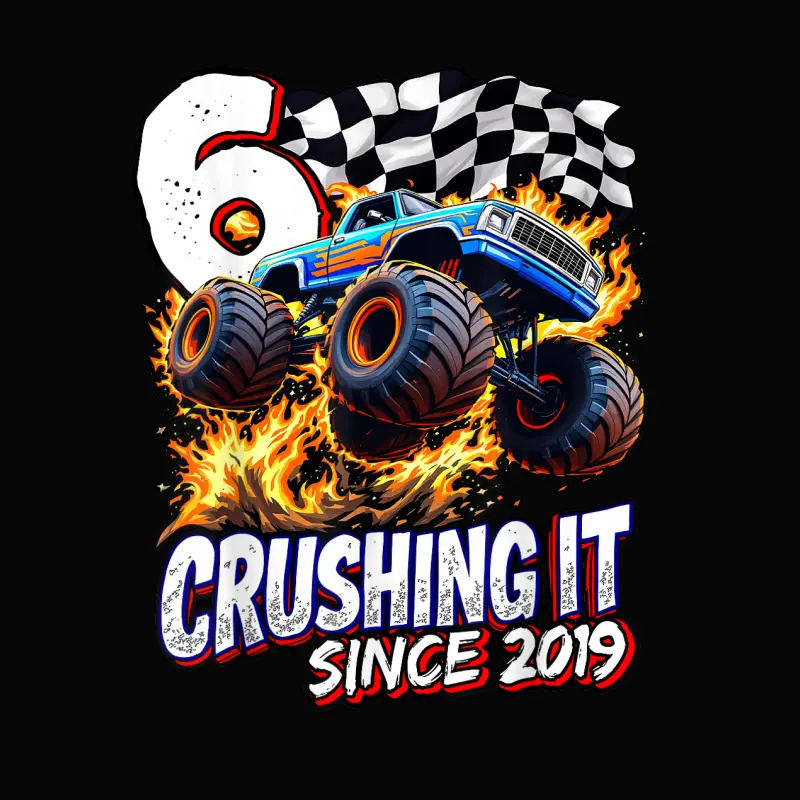 Birthday Monster Truck 6 Year Old Boys 6Th Party Born 2019 Toddler Staple T-Shirt