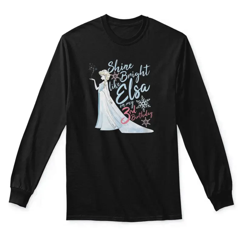 Disney Frozen Elsa Shine Bright On My 3Rd Birthday Unisex Long Sleeve T-Shirt