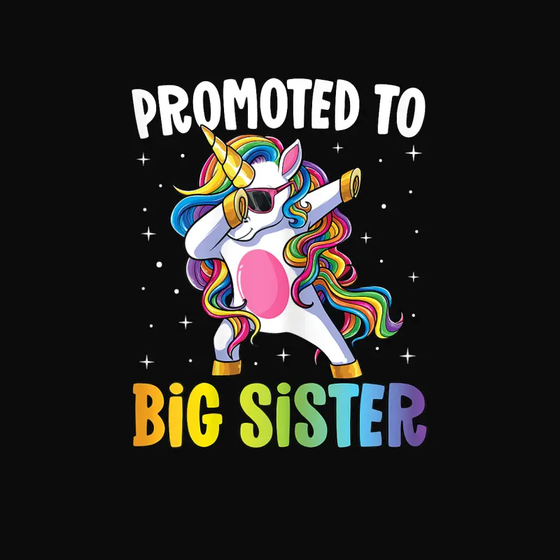 Promoted To Big Sister Girls Dabbing Unicorn Older Sister Unisex Staple T-Shirt