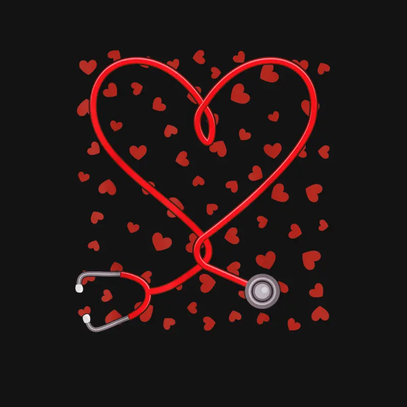 Heart Stethoscope Cute Love Valentines Day Nurse Youth Staple T-Shirt