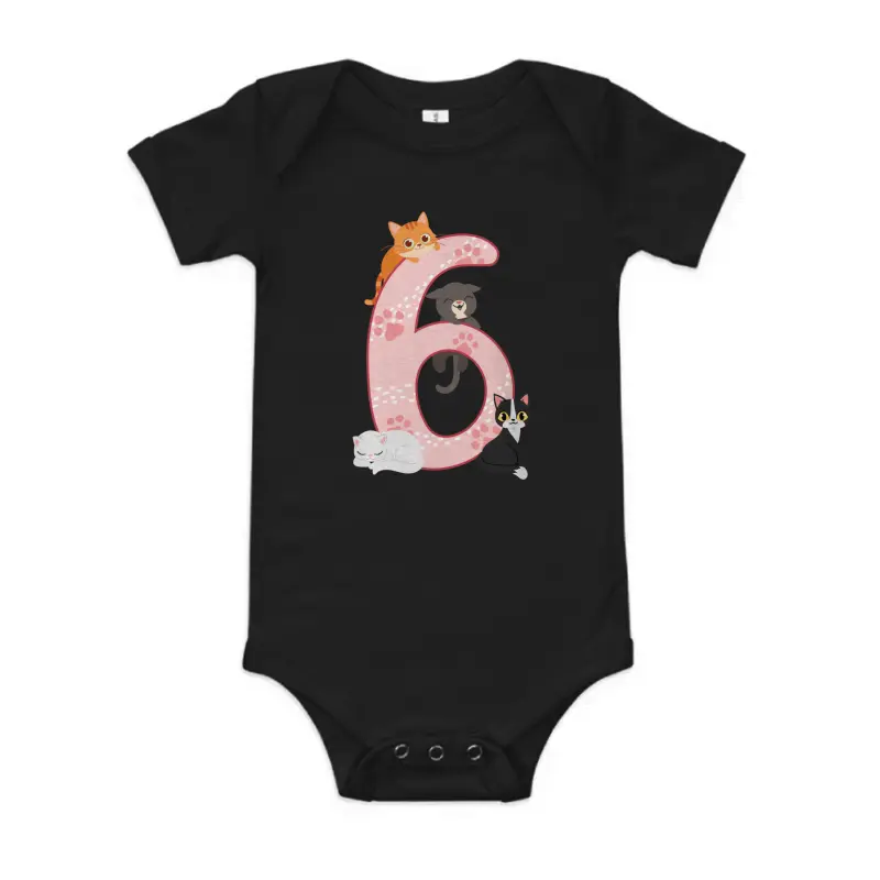 6Th Birthday Girl Cats Outfit 6 Years Old Baby Onesie