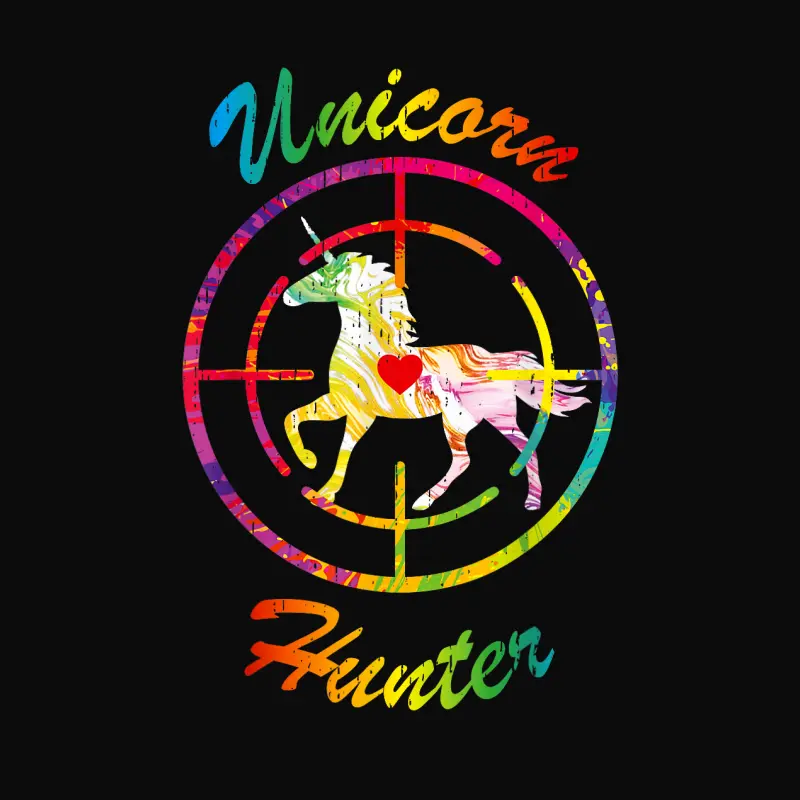 Unicorn Hunter Mens Boys Rainbow Horse Humor Hate Unicorns Unisex Staple T-Shirt