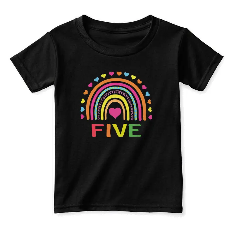 5 Years Old Rainbow 5Th Birthday Gift For Girls Boys Kids Toddler Staple T-Shirt