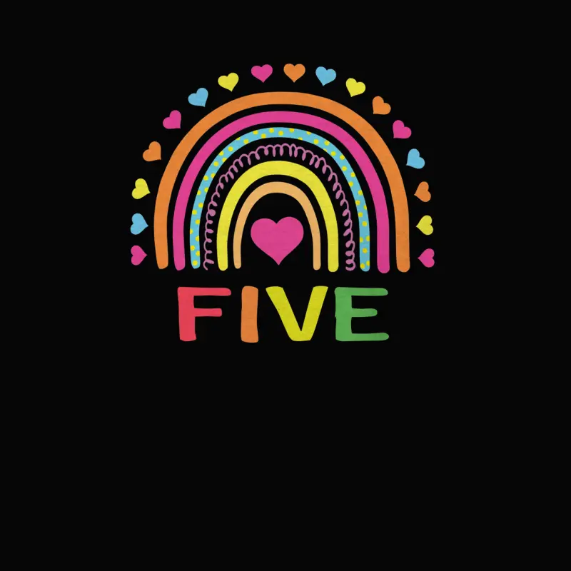 5 Years Old Rainbow 5Th Birthday Gift For Girls Boys Kids Toddler Staple T-Shirt