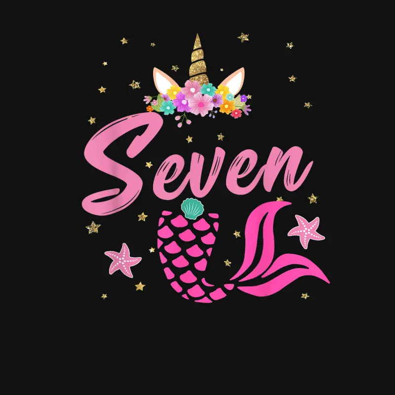 7Th Birthday Girl Unicorn Shirt Mermaid Tail 7 Years Old Baby Onesie