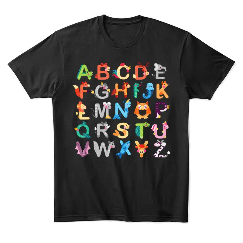 Animals Alphabet Abcs Learning Shirt Gifts For Teacher Kids Unisex Staple T-Shirt