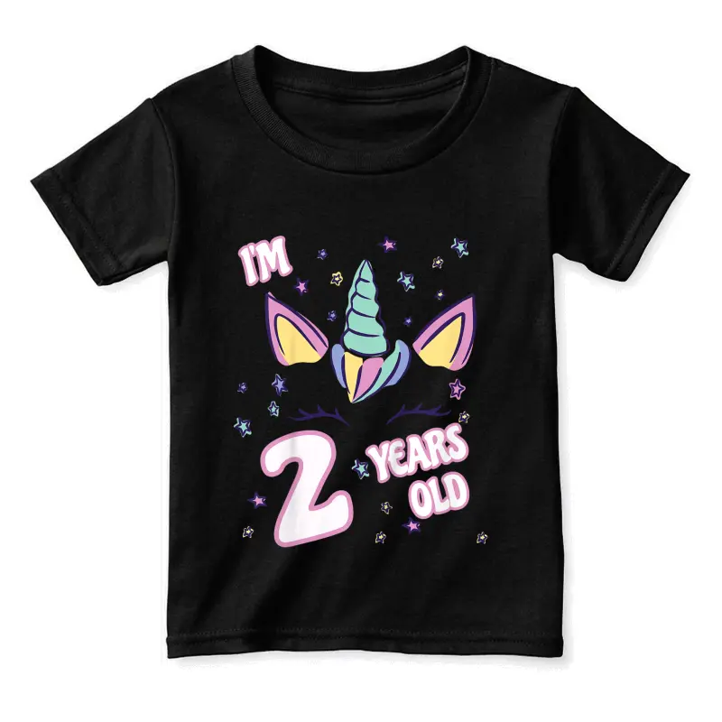 Kids Unicorn 2Nd Birthday I'm 2 Years Old Girl Unicorn Design Toddler Staple T-Shirt