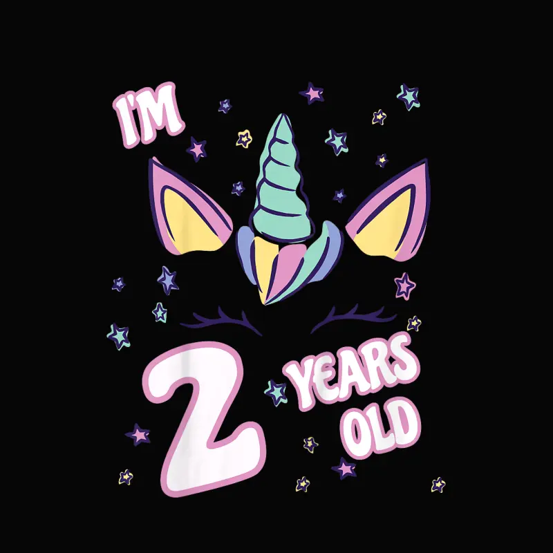 Kids Unicorn 2Nd Birthday I'm 2 Years Old Girl Unicorn Design Toddler Staple T-Shirt
