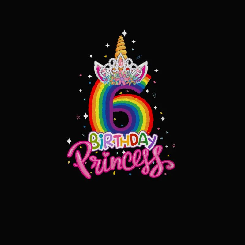 Birthday Princess Unicorn 6 Year Old 6Th Birthday Girl Kids Toddler Staple T-Shirt
