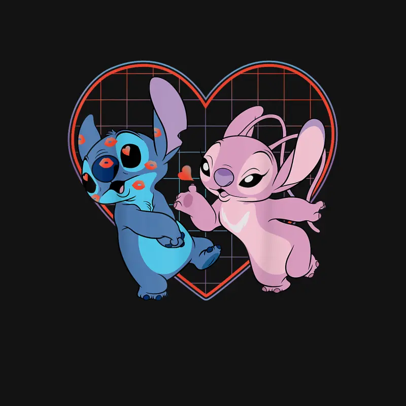 Disney Lilo And Stitch Angel Heart Kisses Unisex Long Sleeve T-Shirt