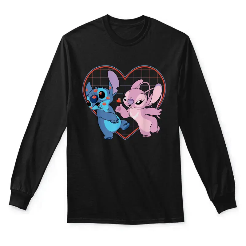 Disney Lilo And Stitch Angel Heart Kisses Unisex Long Sleeve T-Shirt