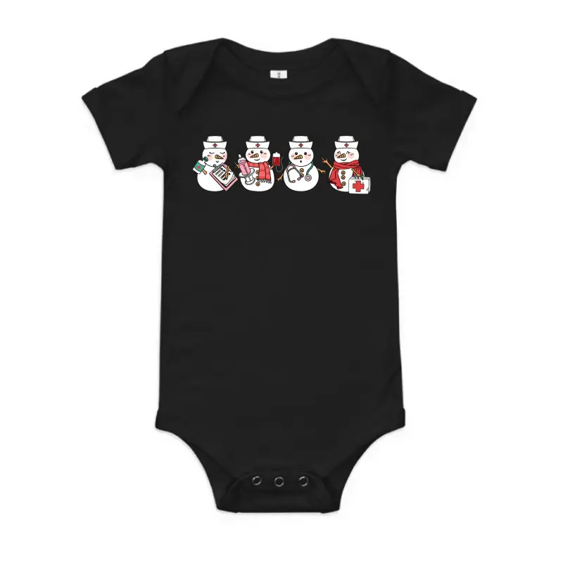 Nurse Snowman Squad Nursing Rn Registered Funny Christmas Baby Onesie