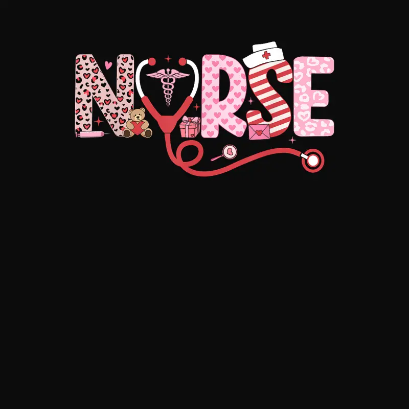 Nurse Valentine Day Shirt Nurses Stethoscope Nursing Women Unisex Staple T-Shirt