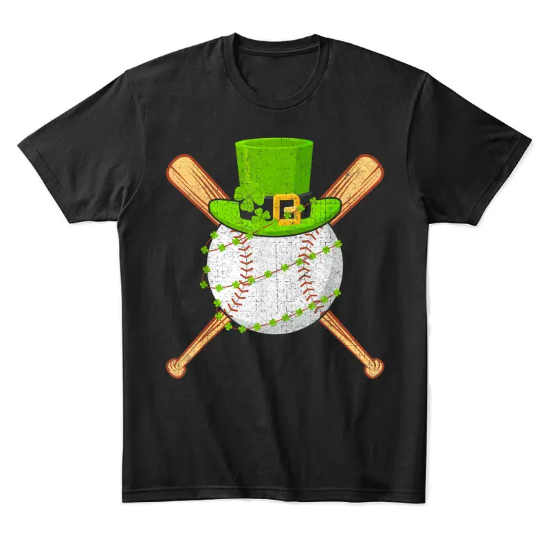 St Patricks Day Shamrock Baseball Leprechaun Men Boys Kids Unisex Staple T-Shirt