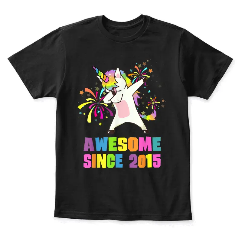 10 Years Old 10Th Birthday Awesome Since 2015 Unicorn Youth Staple T-Shirt