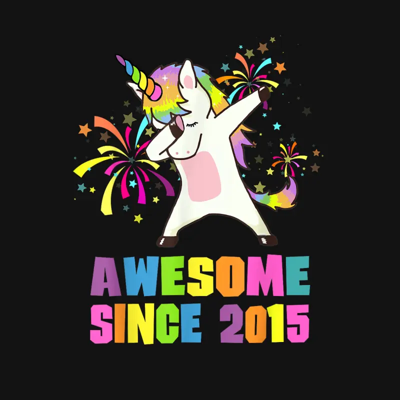 10 Years Old 10Th Birthday Awesome Since 2015 Unicorn Youth Staple T-Shirt
