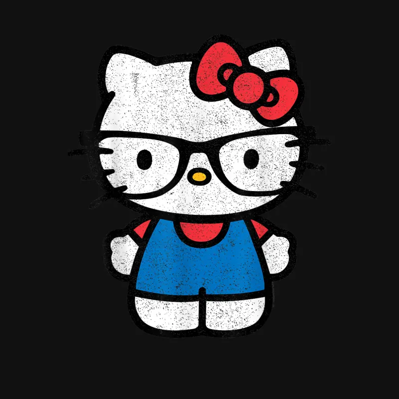 Hello Kitty Distressed Nerd Glasses Tee Shirt Baby Onesie