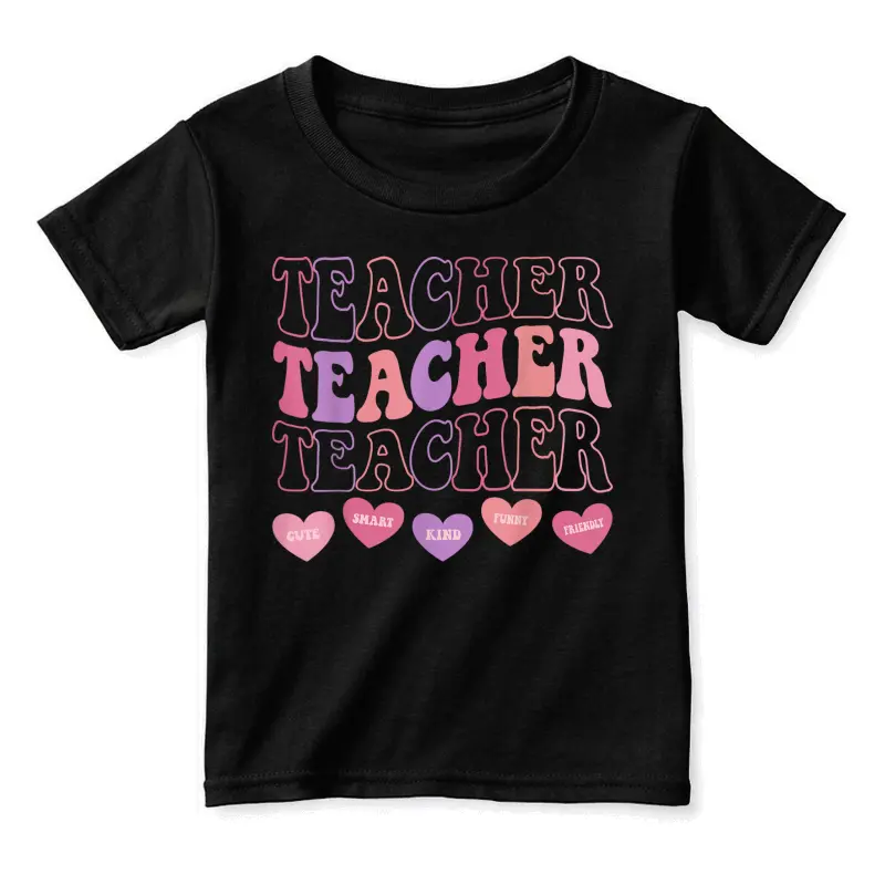 Funny Teacher Hearts Valentine's Day Girls Women Teachers Toddler Staple T-Shirt