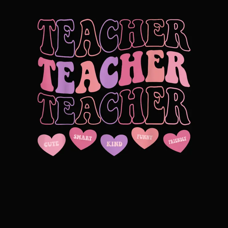 Funny Teacher Hearts Valentine's Day Girls Women Teachers Toddler Staple T-Shirt
