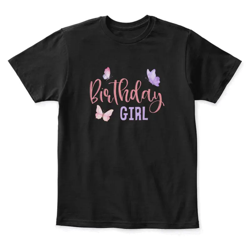 Birthday Girl Butterfly Party Child Kid Matching Family Youth Staple T-Shirt