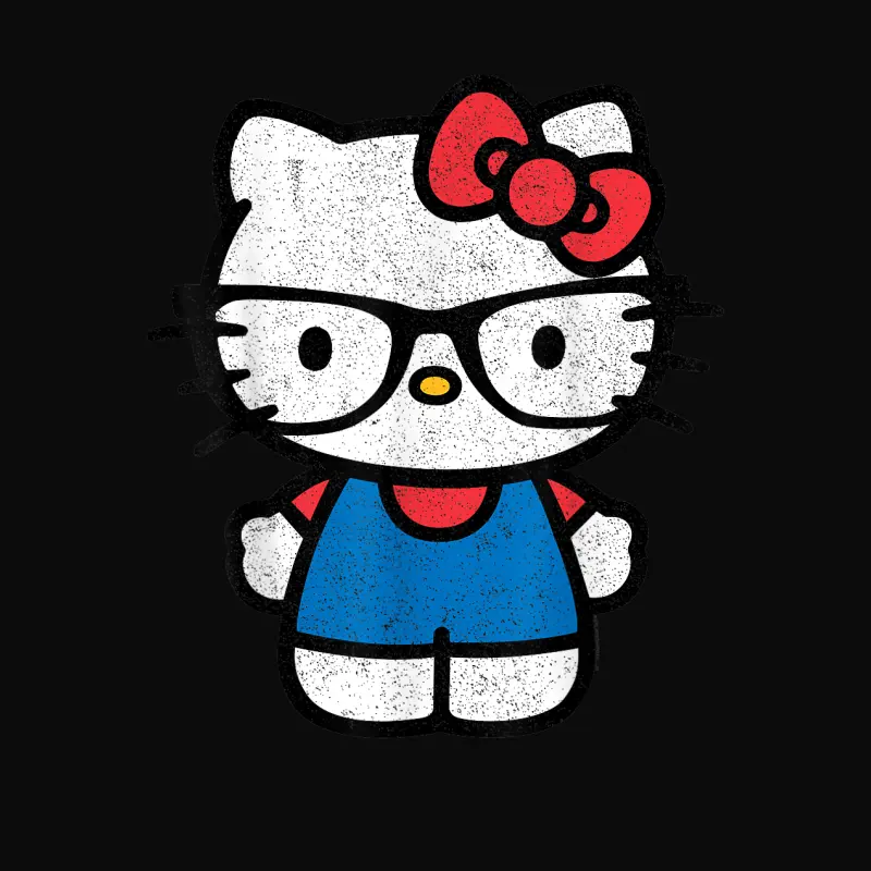 Hello Kitty Distressed Nerd Glasses Tee Shirt Unisex Staple T-Shirt