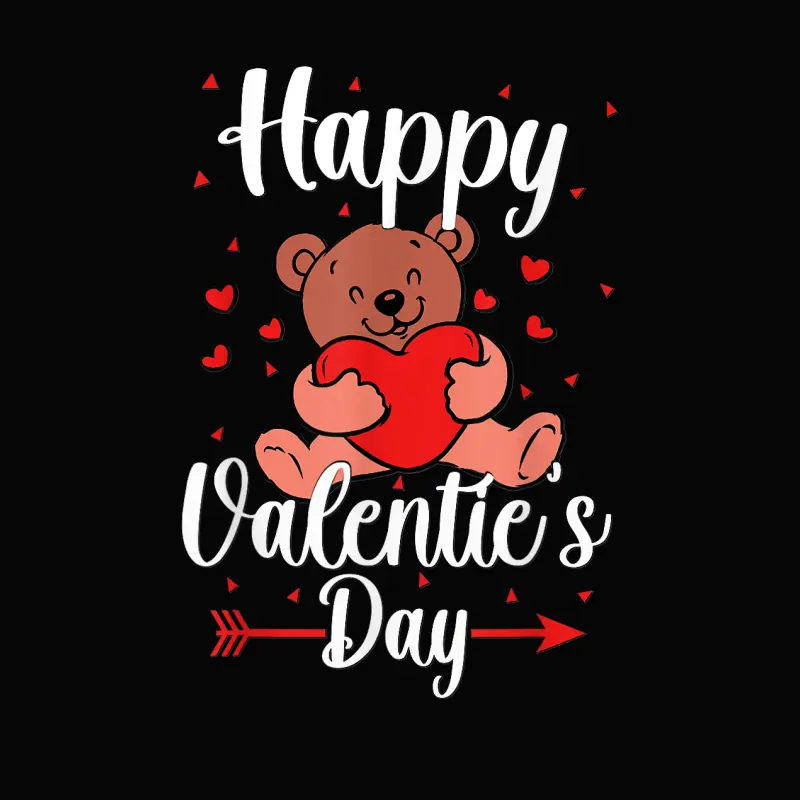 Funny Teddy Bear Holding Heart Love Happy Valentine's Day Toddler Staple T-Shirt