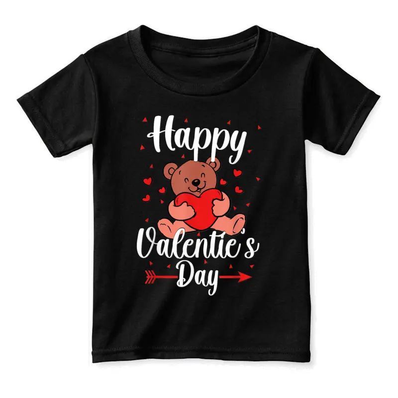 Funny Teddy Bear Holding Heart Love Happy Valentine's Day Toddler Staple T-Shirt