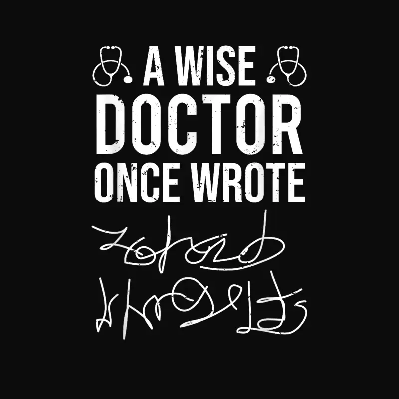 A Wise Doctor Once Wrote Medical Doctor Handwriting Funny Unisex Staple T-Shirt