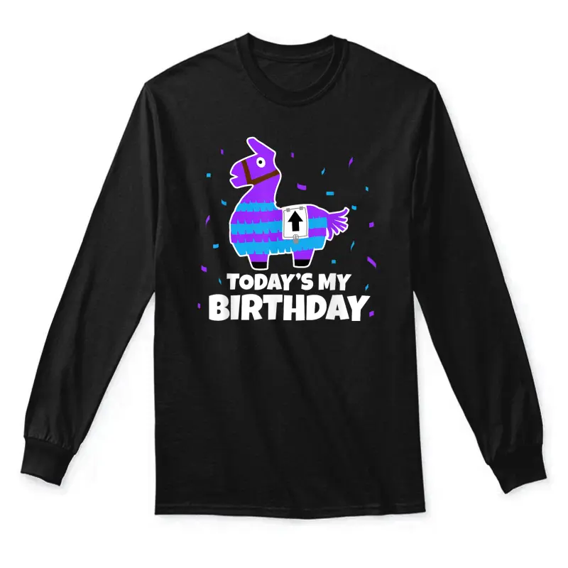 Cute Birthday Llama Funny Bday Animal Party Unisex Long Sleeve T-Shirt