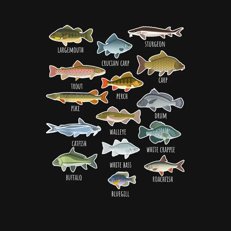 Types Of Freshwater Fish Species Fishing Unisex Long Sleeve T-Shirt