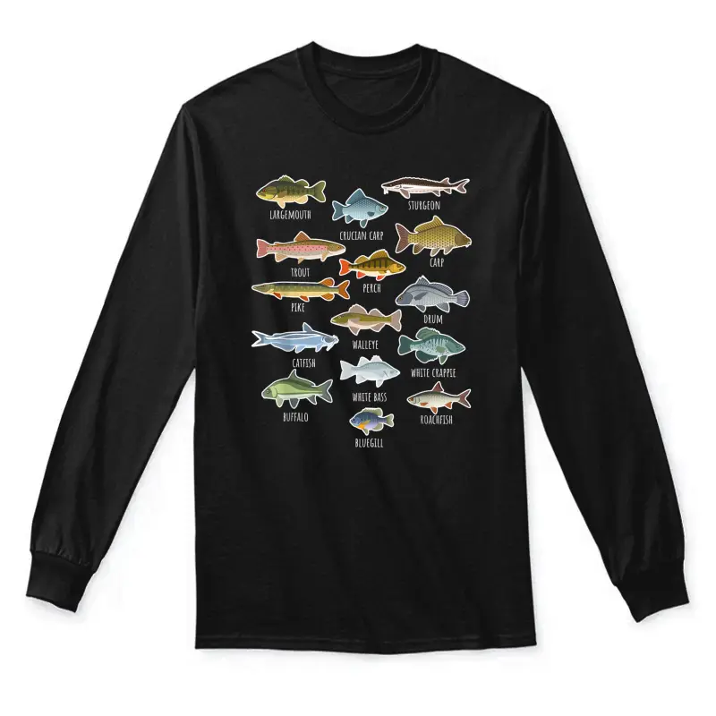 Types Of Freshwater Fish Species Fishing Unisex Long Sleeve T-Shirt