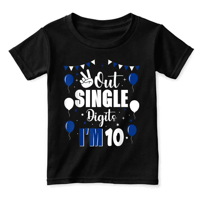 Peace Out Single Digits I'm 10 Year Old 10Th Birthday Boys Toddler Staple T-Shirt