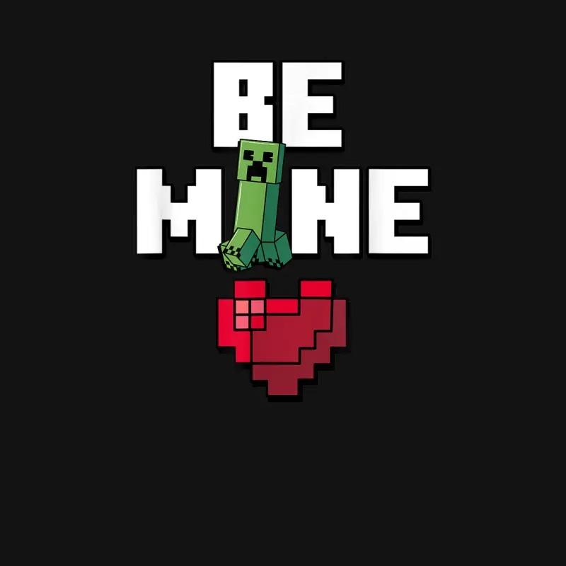 Minecraft Valentine's Day Creeper Be Mine Heart Unisex Long Sleeve T-Shirt