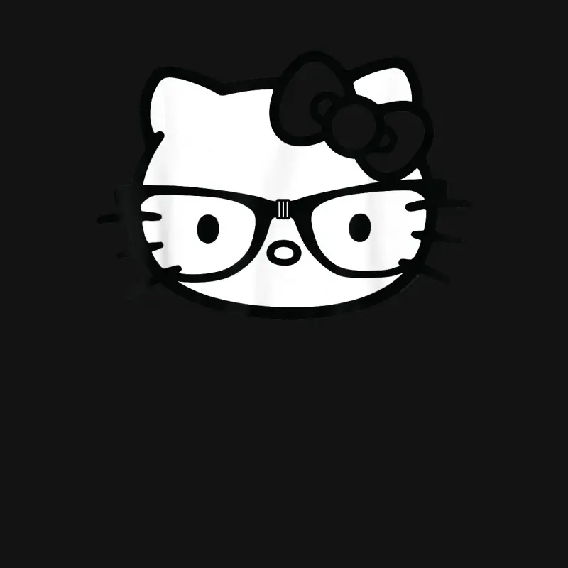 Hello Kitty Black And White Nerd Glasses Short Sleeve Youth Staple T-Shirt