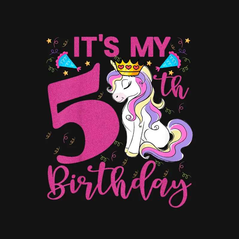 Kids It's My 5Th Birthday Unicorn Lover Kid 5 Years Old Birthday Unisex Long Sleeve T-Shirt