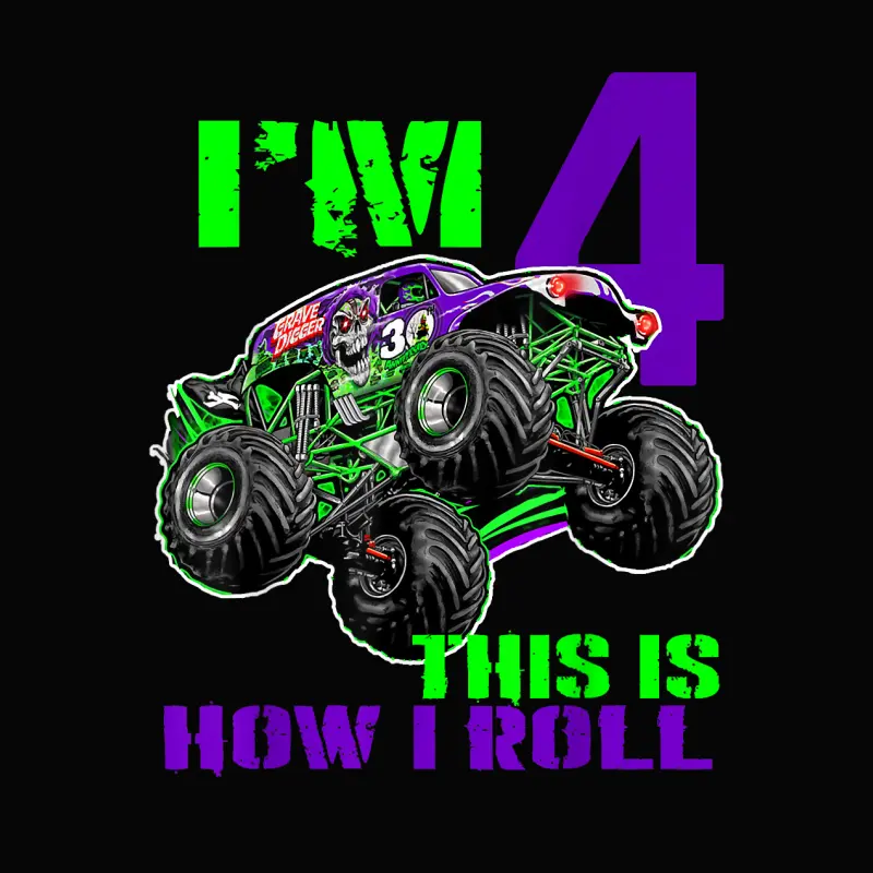 I Am 4 This Is How I Roll Monster Truck 4Th Birthday Tees Toddler Staple T-Shirt