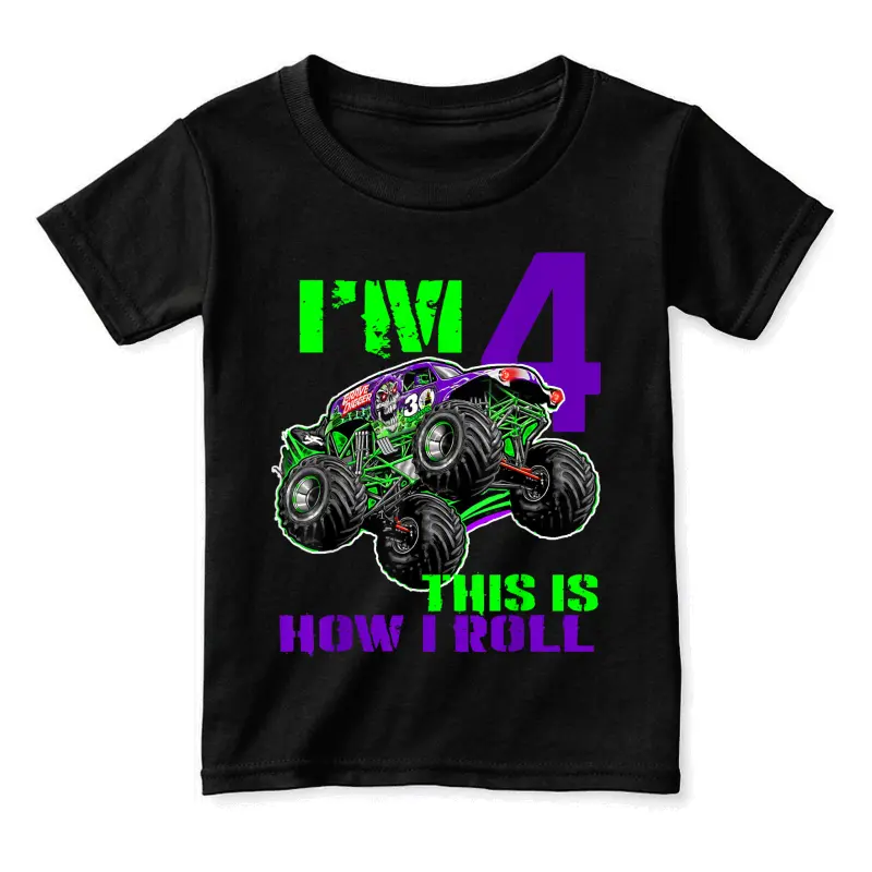 I Am 4 This Is How I Roll Monster Truck 4Th Birthday Tees Toddler Staple T-Shirt