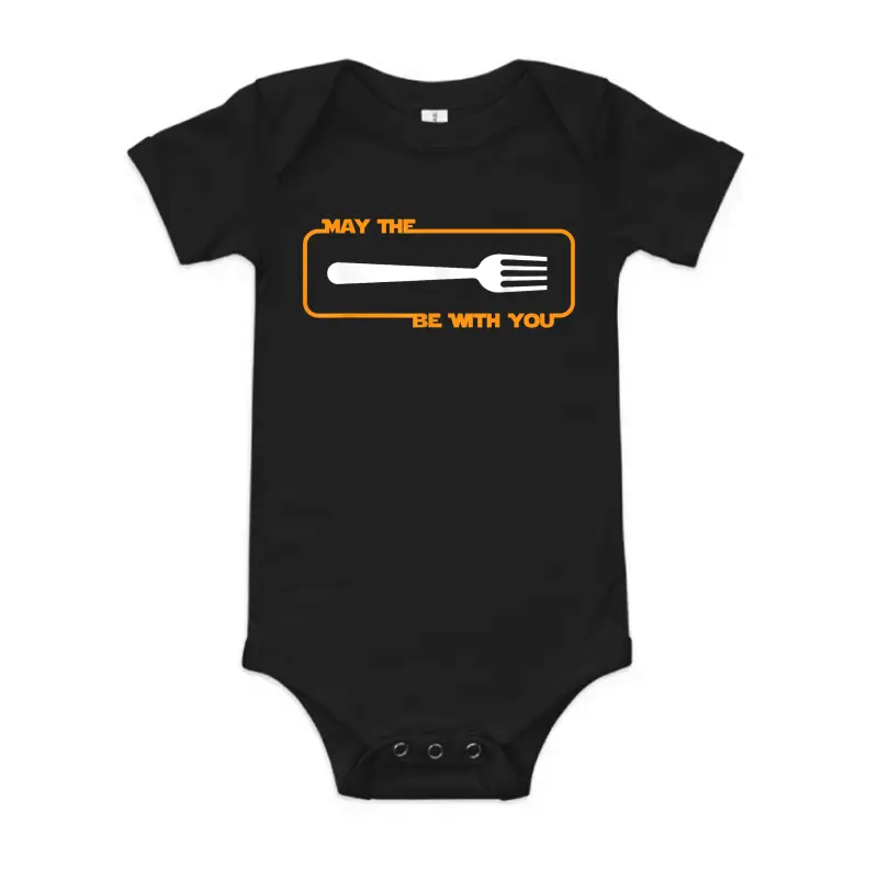 May The Fork Be With You Cooking Eating Foodie Baby Onesie