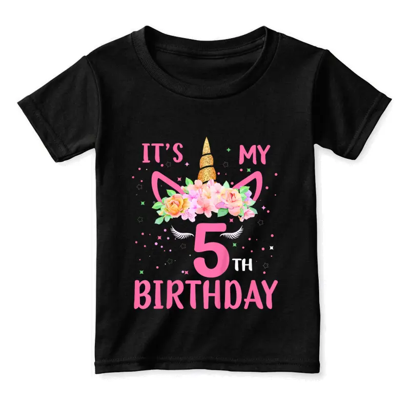 It's My 5Th Birthday Unicorn Lover Kid 5 Years Old Birthday Toddler Staple T-Shirt