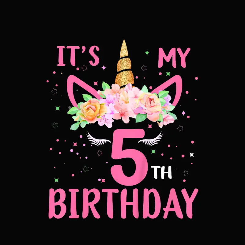 It's My 5Th Birthday Unicorn Lover Kid 5 Years Old Birthday Toddler Staple T-Shirt