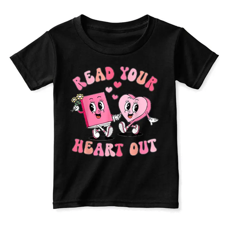Retro Read Your Heart Out Valentine's Day Teacher Book Lover Toddler Staple T-Shirt