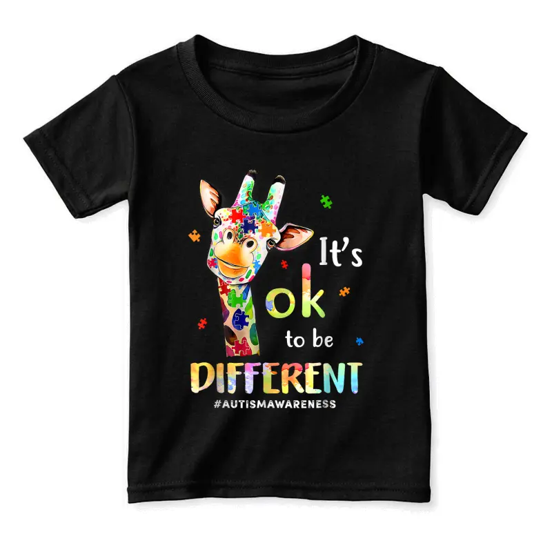 Autism Awareness Cute Giraffe Animal Its Ok To Be Different Toddler Staple T-Shirt