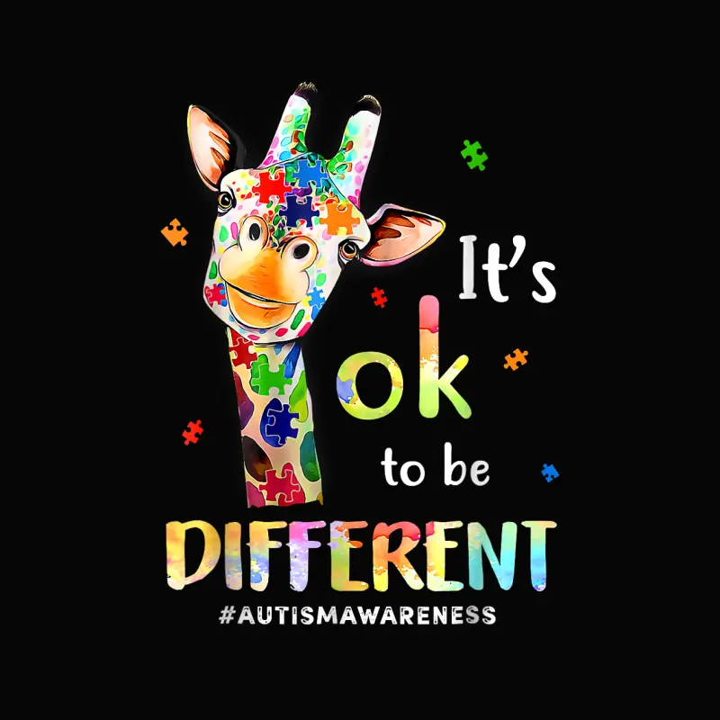 Autism Awareness Cute Giraffe Animal Its Ok To Be Different Toddler Staple T-Shirt