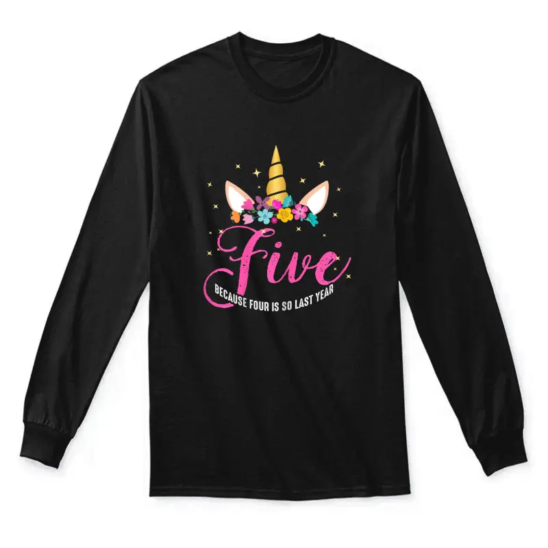 5 Years Old Birthday Girl Gifts Unicorn 5Th Birthday Unisex Long Sleeve T-Shirt